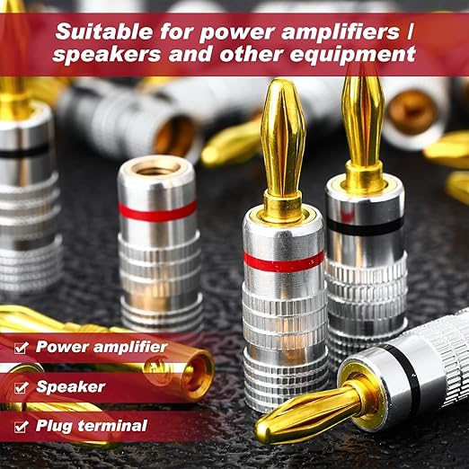 Yaocom 18 Pairs/ 36 Pcs Speaker Banana Plugs, 24k Gold Plated Dual Screw Type Speaker Connector for Speaker Wire, Speaker Cable Connectors for Theater, Wall Plate, Audio Video Receive and Sound System