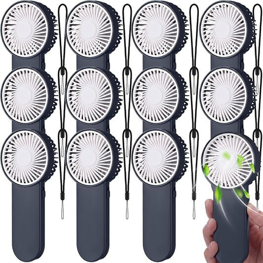 Sumind 12 Pcs Small Personal Portable Fan Mini Handheld Bulk 1 Speed Electric Cute Battery Powered for Neck Lash Makeup Women Men Travel Camping Indoor Outdoor Summer (Dark Gray)