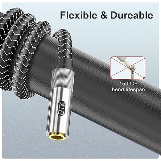 EMK Premium 90° 3.5mm Headphone Extension Cable (3Ft/1M) - Right-Angle TRS Stereo Aux Extension Cord for Laptops, Smartphones & Audio Devices - Space-Saving Angled Design, Gold-Plated Connectors