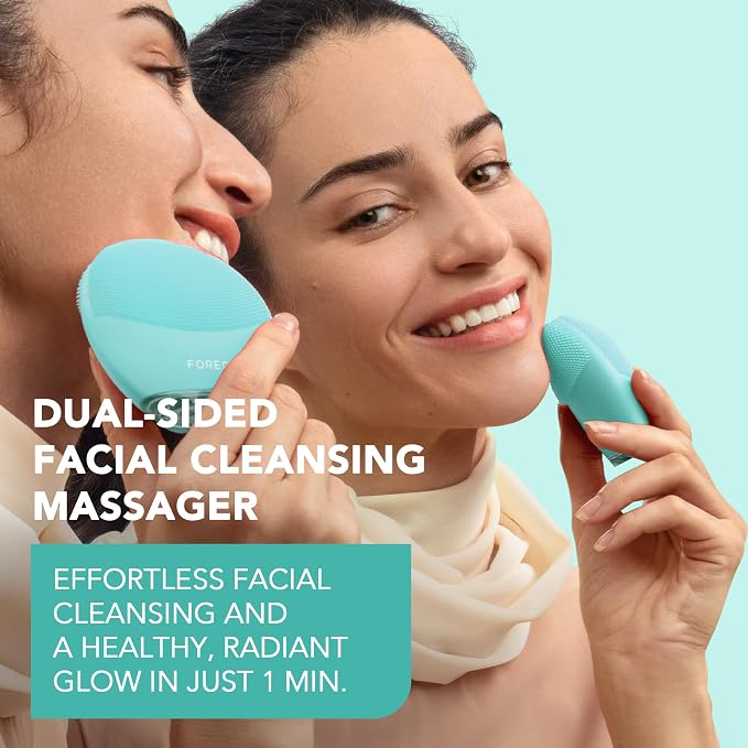 FOREO LUNA 4 mini Face Cleansing Brush & Massager - Premium Face Care -Enhances Absorption - Simple Skin Care Tools - For All Skin Types- Artic Blue