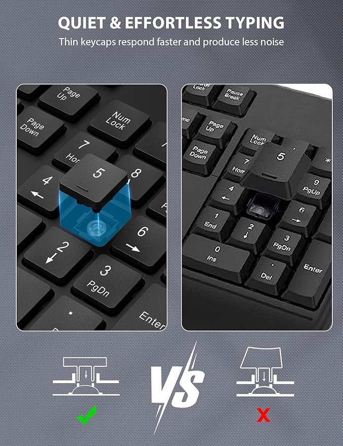 Wireless Keyboard and Mouse Combo - Full-Sized Ergonomic Keyboard with Wrist Rest, Phone Holder, Sleep Mode, 2.4G Quiet Keyboard for PC Laptop, Complete Work Setup for Office or Home -Trueque KM23