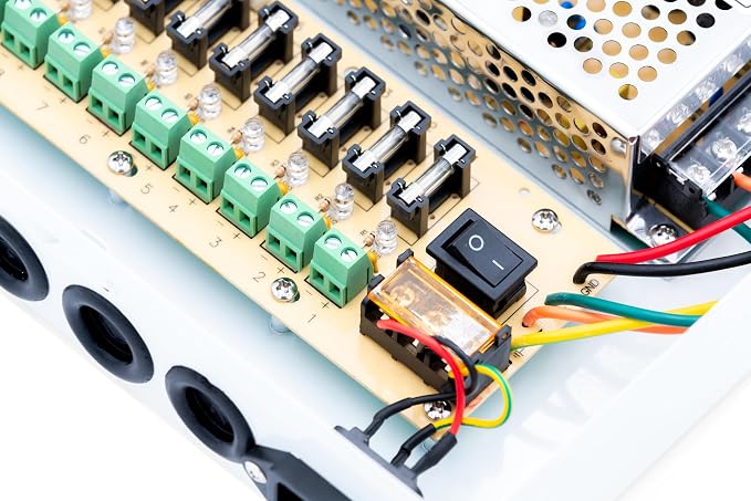 9 Channel/Port 10 AMPS, 12V DC Power Supply Box, Individually Fused for CCTV, LED, and All 12v DC Devices. Includes Screw Drivers & Extra fuses
