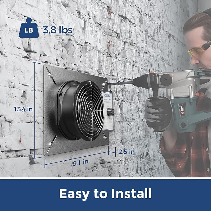 ALORAIR 260CFM Crawl Space Ventilator Fan, 6.7 Inch Basement Vent Fan with Humidistat & Thermostat, IP-55 Rated Isolation Mesh for Crawlspace, Garage, Attic, Exhaust