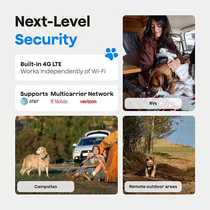 Waggle RV 4G LTE Pet Monitor Lite + 4G Cellular Security Camera - No WiFi? No Problem, Temperature & Humidity Monitor, Real-time Alerts - 2-Way Talk, Night Vision - Supports Verizon, AT&T & T-Mobile