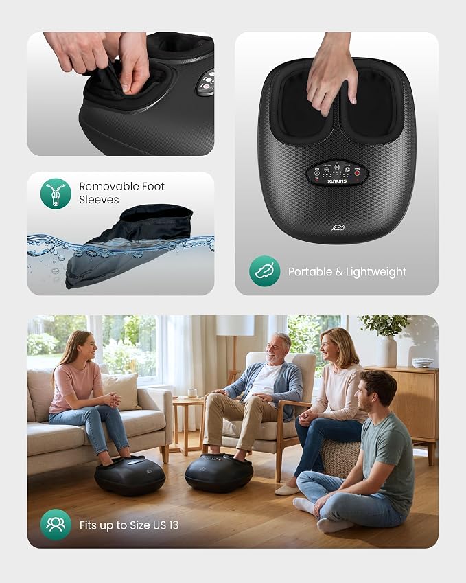 Snailax 2026 Shiatsu Foot Massager with Heat, Deep Kneading, Compression, Vibration,FSA Eligible Hsa Electric Feet Massage Machine for Plantar Fasciitis,Neuropathy, Gifts for Father, Dad
