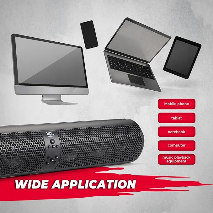 KEMIMOTO UTV Sound Bar 28 Inch ATV Soundbar 4X Subwoofers 2X Tweeters Bluetooth Golf Cart Sound Bar Compatible with Polaris RZR Can-Am CFMOTO, Fit for 1.56"- 2.25" Roll Cage w/Golf Cart Mounts