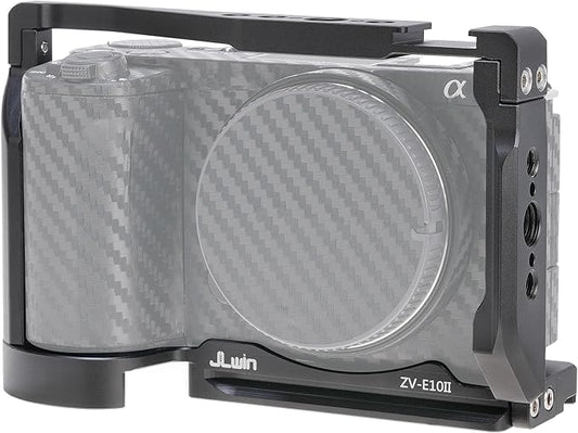 FocusFoto Camera Cage for Sony Alpha ZV-E10 II Mirrorless Camera, Video Vlogging Rig with Cold Shoe, 1/4"-20 Screw Mount, 3/8"-16 Locating Holes for Arri Grip, Quick Release Plate for Arca Tripod
