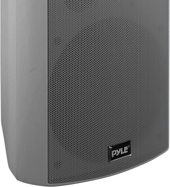 Pyle 6.5 Inch Wall Mount Waterproof Speaker System for Indoor or Outdoor Wireless Bluetooth Surround Sound System, Light Gray (2 Pack)