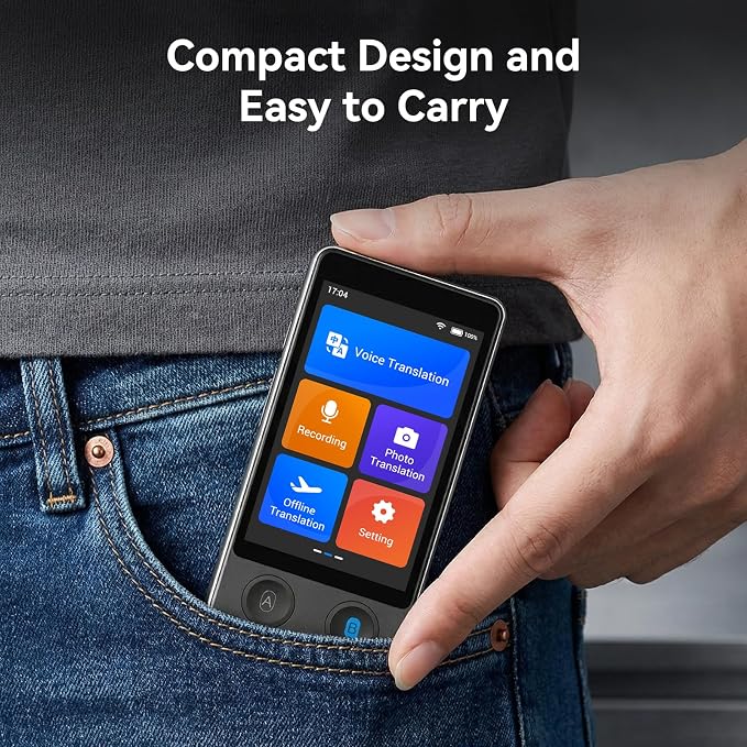 W12 Language Translator Device, 2026 Upgraded AI Translator No WiFi Needed, Support ChatGPT, 140+ Languages Instant Two-Way Translator, Offline/Photo Translation for Business Travel
