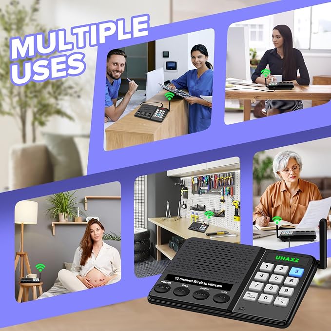 Intercoms Wireless for Home, Long Range Wireless Intercom 6000ft, Intercoms for Home with Group Call, Clear Sound, 8 Volume Levels Intercom System for House Business Office Elderly(2 Packs)