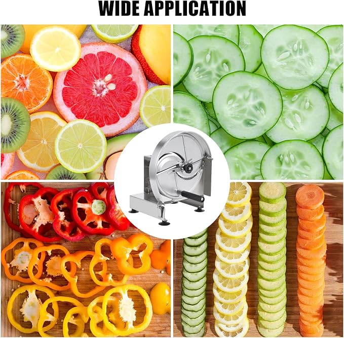 Commercial Vegetable Fruit Slicer, 0.2-10mm Adjustable Thickness, Stainless Steel Manual Vegetable Cutter Machine for Slicing Fruit Potato Lemon Onion Cabbage Tomato