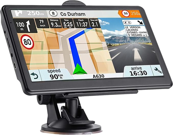 GPS Navigator for Car, 2026 Map 7 inch Touch Screen Car GPS 256-16GB,Voice Turn Direction Guidance, Support Speed and Red Light Warning, North America Lifetime map Free Update Black