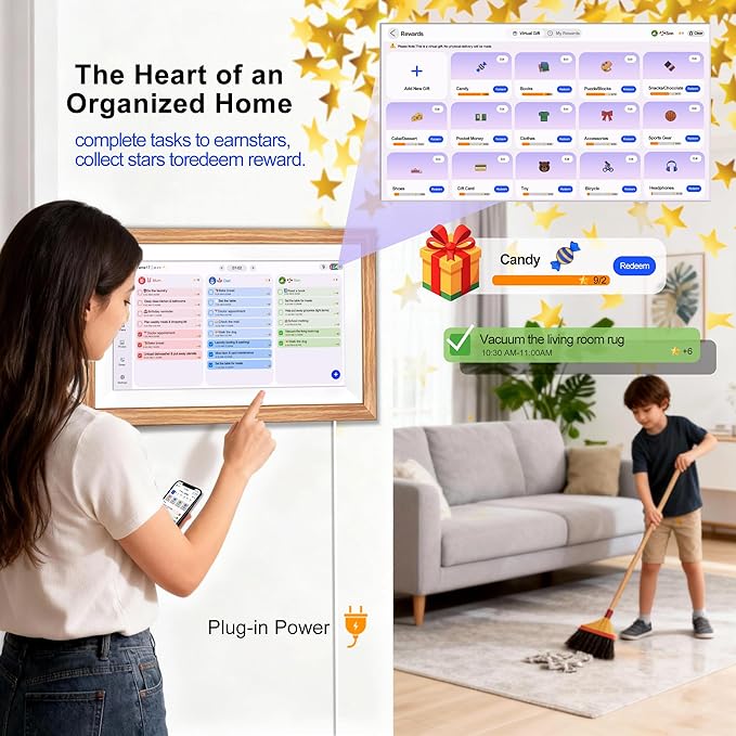AINFTIME 15.6 Inch Digital Calendar Planner Smart Touch Screen Calendar Sync, Schedule Organizer,Meal Planning to-Do List Time Management Wall Mountable (15.6in White Digital Schedule Planner)
