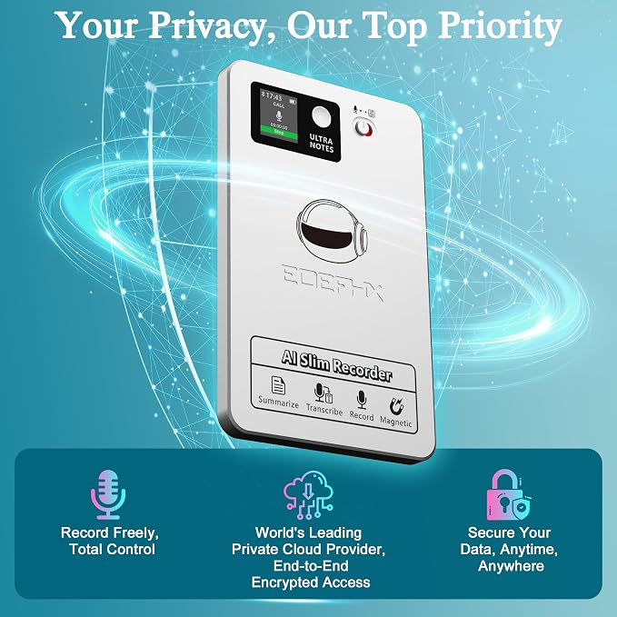 AI Voice Recorder, Transcribe & Summarize with Deep AI Analysis, Support 152 Languages, App Control, AI Noise Cancellation, Upgraded Built-in MagSafe, 64GB Audio Recorder for Meetings, Lectures, Call
