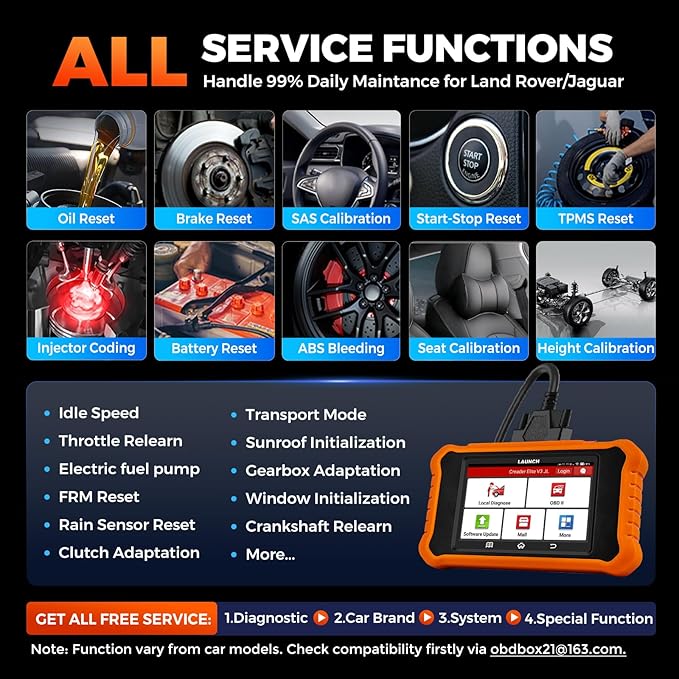LAUNCH Creader Elite V3.0 for Land Rover Jaguar OBD2 Scanner, Bi-Directional Full Systems Diagnostic Scan Tool, All Reset Services, Active Test, CAN-FD & DOIP, Height Calibration, Lifetime Free Update