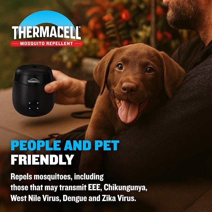 Thermacell E-ZoneGuard Patio Rechargeable Mosquito Repeller with 20-Foot Zone of Scientifically Proven Outdoor Protection; 5.5-Hr Battery; 12-Hr Refill; Bug Spray Alternative; DEET-Free; Blue