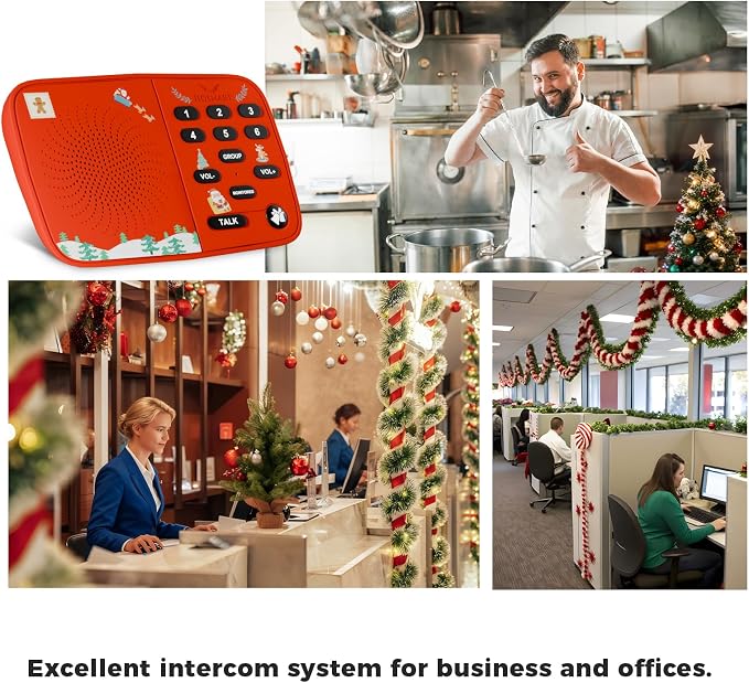 Hosmart UltraSpeak Intercoms Wireless for Home, Holiday Christmas Edition Intercom System for Home Use, Clear Sound Intercom for Business with 1300 Ft Range, Gift Set for Family Friends Elderly