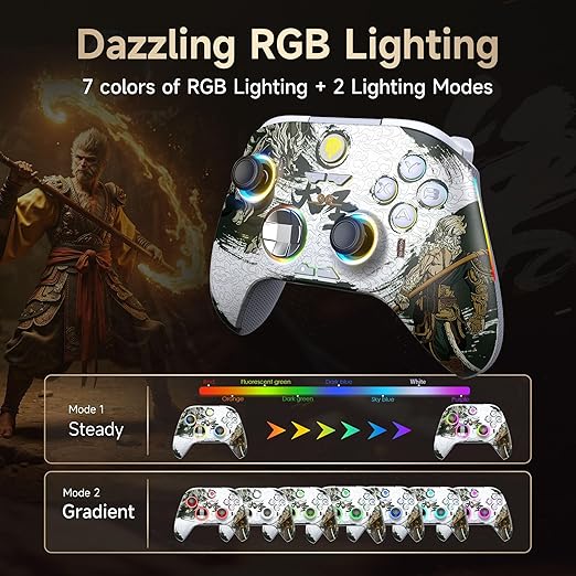 EasySMX X15 PC Controller - Enhanced Wireless Bluetooth Controller with Hall Joysticks/Hall Triggers/RGB Lighting - No Stick Drift, No Dead Zone - Work for Windows PC, Android, Steam and Switch