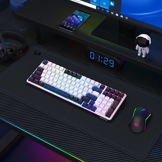 Redragon K744 PRO 99 Keys Wireless Gasket RGB Gaming Keyboard, 3-Mode Mechanical Keyboard w/Hot-Swap Socket, Round PBT Keycaps & 5-Layer Noise Dampening, Custom Linear Switch