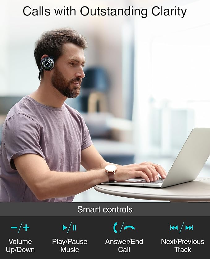 Kinivo BTH220 Bluetooth Headphones (Black, On-Ear, Wireless Music, Hands-Free Calling, Built-in Mic, Foldable, Memory Form Earpads, Travel Bag)