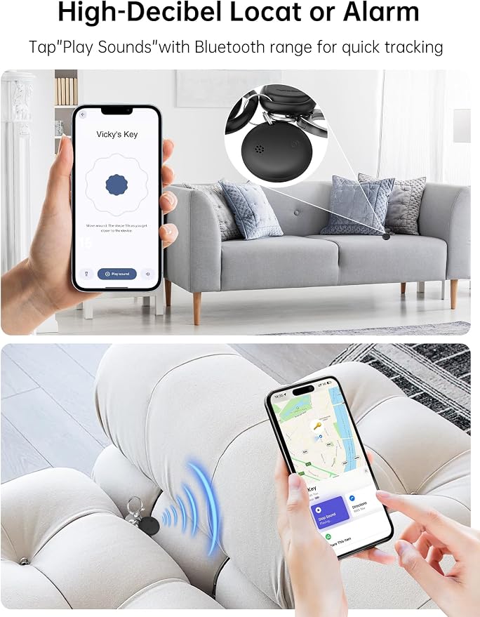 Magnetic Car Tracker, Smart Tracker Tag for Vehicle & Item Locators - Zero Monthly Fee, No Wiring, Real-Time Tracking, Compatible with Apple Find My & Google's Find Hub (Black 2-Pack Non-Magnetic)