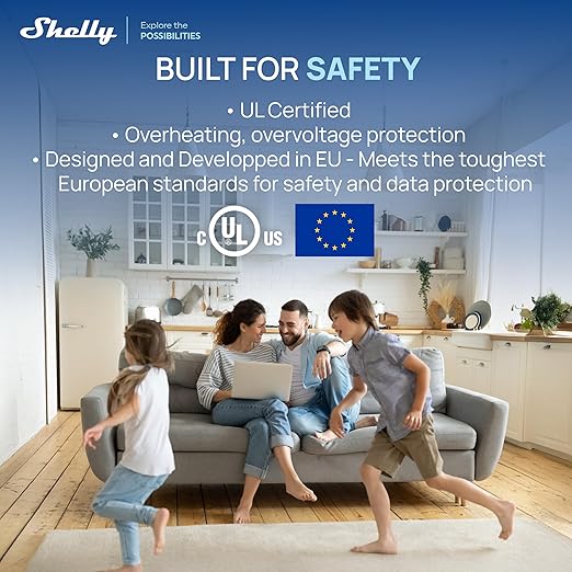 Shelly Smart Plug UL, WiFi, Bluetooth, Zigbee, Matter Outlet with Power Metering, Works with HomeKit, Google Home, Alexa, Home Assistant, Smart Socket, Easy Setup, Remote Control, Plug US Gen4 White