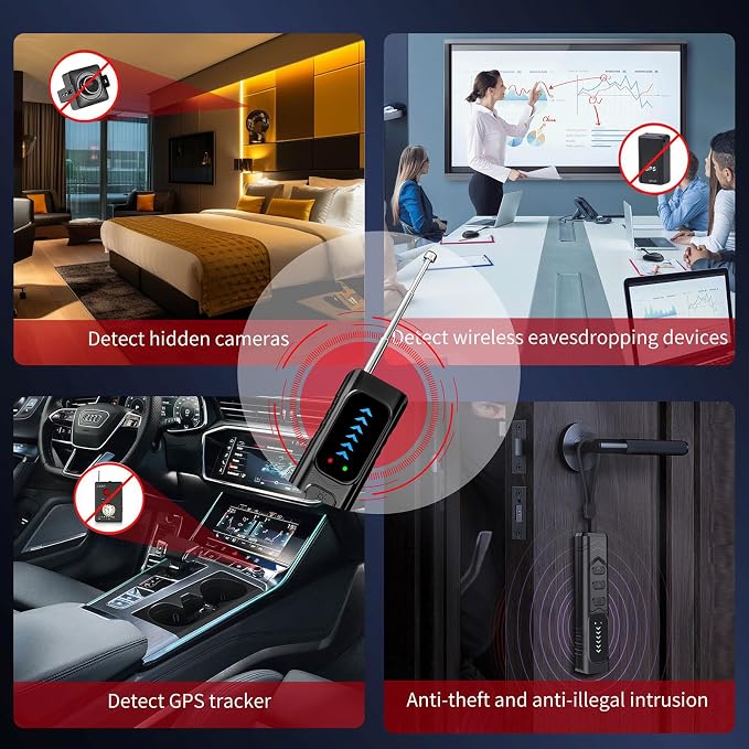 Hidden Camera Detectors,Anti-Spying Device,Portable GPS Tracker Detector and Bug Detection Device,Wireless Signal and RF Scanner,Hidden Camera Finder for Travel,Hotels,Home,Office,Car