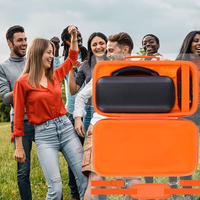 for Bose SoundLink Max Portable Speaker Hard Protective Case, Portable Travel Case Replacement with Shoulder Strap and Handle (Orange Case) - co2CREA