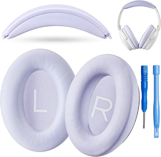 AHG Accessory House Global Replacement QC Ear Pad and Headband Pad Kit Cushion. Compatible with Bose QuietComfort (2023) QC45 QCSE QC35 II Wireless Noise Cancelling Headphones (Lilac) Easy DIY Fit