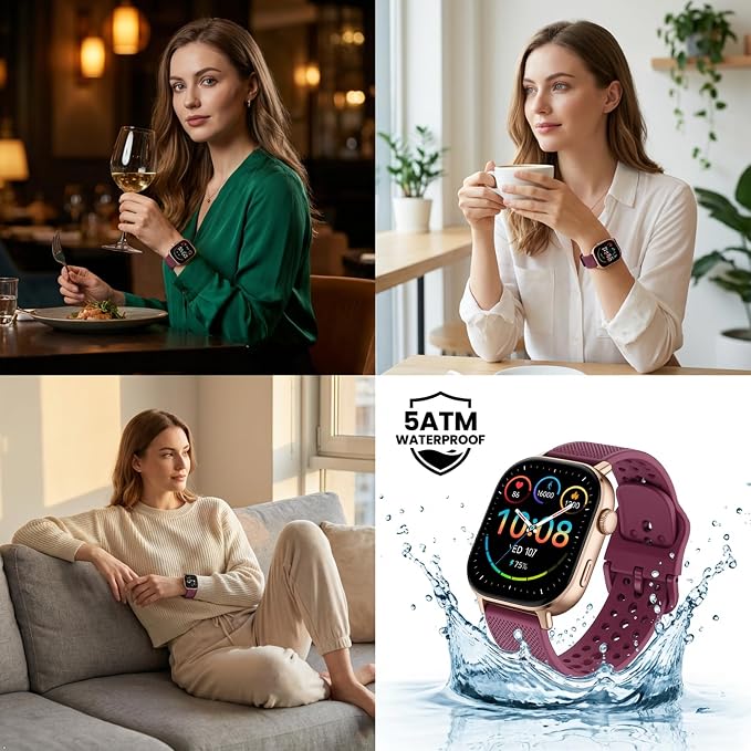 2026 Distance & Pace GPS Running Watch for Runners - Call & Text, AMOLED Large Screen, 50m Waterproof Swimming, Calorie & Step Counter, 2 Bands, Long Battery, for Seniors Men Women(Gold)