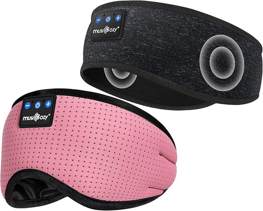 MUSICOZY Bluetooth Sleep Mask and Headband Bundle – Wireless Headphones Set for Sleep, Travel, and Exercise