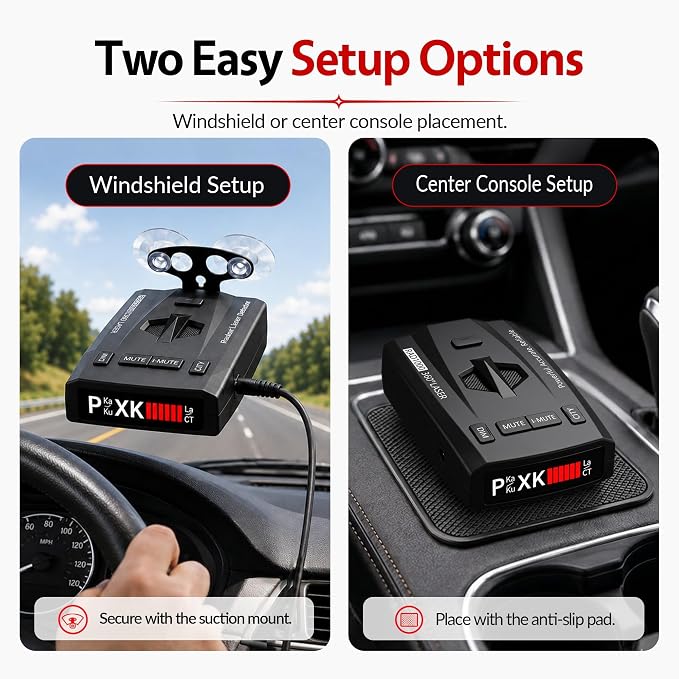 Radar Detector for Cars, Long Range Radar & Laser Detector Up to 1,100 Yards, X/K/Ka/KU/ST/CT Band Detection, DSP False Alert Filtering, Voice Alerts, RDD Stealth Technology, City/Highway Modes