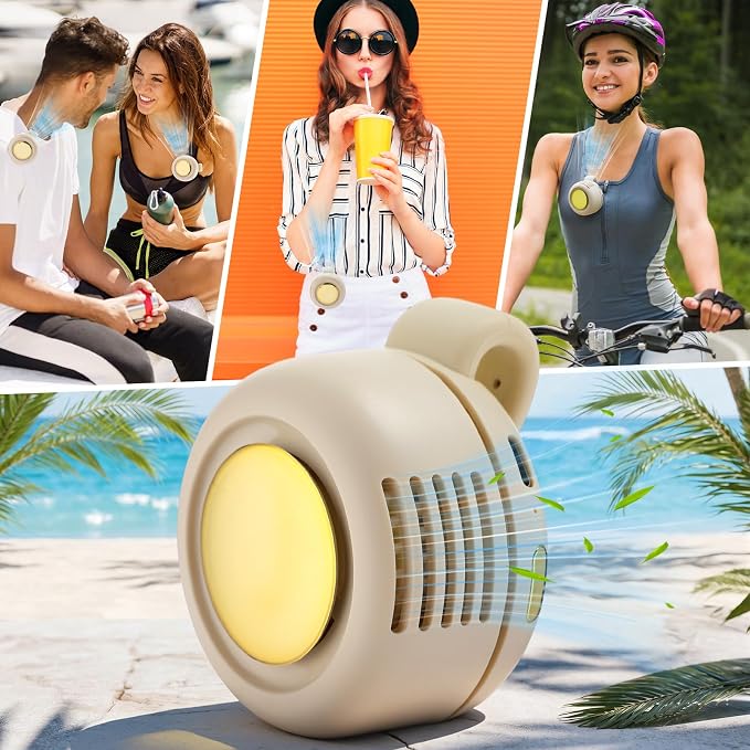 4 Pack 360° Portable Silent Mini Bladeless Electric Fan, Small Fan Clip on for Shirt & Waist, 3 Speeds Rechargeable Whirlwind Cooling Fans for Outdoor Travel Office(White)