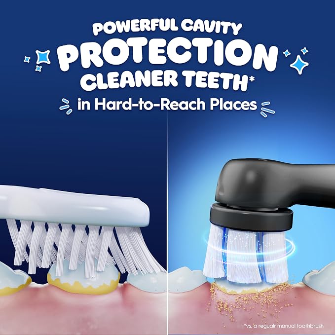 Oral-B iO Kids Limited Rechargeable Electric Powered Toothbrush, Spiderman with 1 Gentle Care Brush Head - Automatic Pressure Sensor to Protect Gums - 3 Cleaning Settings - 2 Min Music Timer