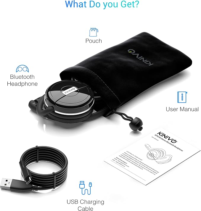 Kinivo BTH240 Bluetooth Headphones On-Ear, Wireless Music, Calling, Mic | Sports Running Headphones (Hands-Free Calling, Built-in Mic, Foldable, Travel Bag) Bluetooth Headset for running gym workout