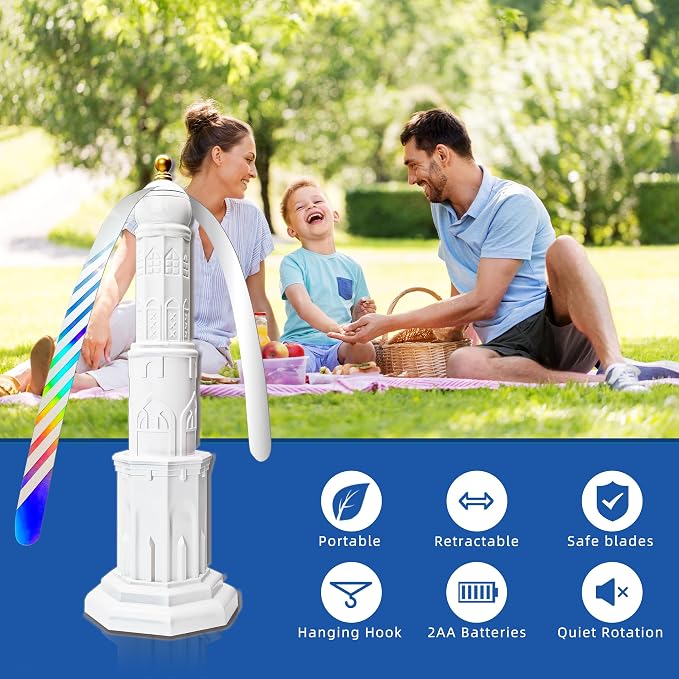 4pcs Fly Fans for Tables, Repellent Fan to Keep Flies Away, Portable Deterrent Spinner for Picnic, Restaurant, Party, Home, BBQ (White)