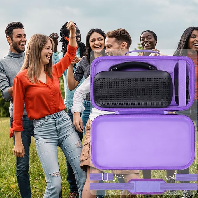 for Bose SoundLink Max Portable Speaker Hard Protective Case, Portable Travel Case Replacement with Shoulder Strap and Handle (Purple Case) - co2CREA