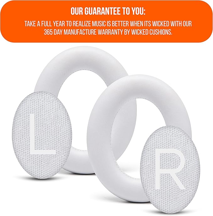 WC Wicked Cushions Upgraded Replacement Ear Pads for Bose 700 Noise Cancelling Headphones (NC700) - Softer PU Leather, Luxurious Memory Foam, Added Thickness, Extra Durable Ear Cushions | (White)