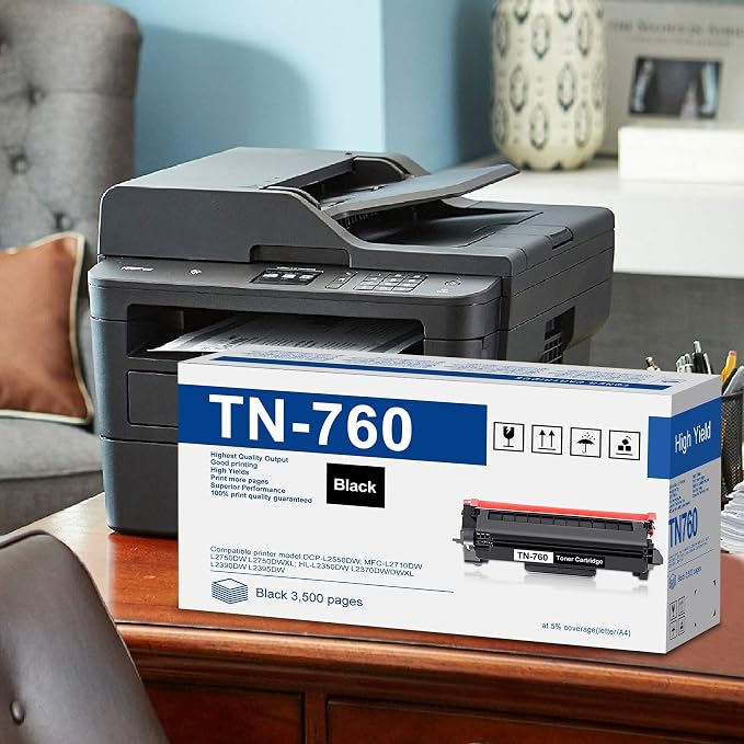 TN760 High-Yield Black Toner Cartridge Twin Pack, TN760 2PK, Replacement for Brother TN-760 TN-730 Toner for HL-L2350DW L2395DW L2390DW L2370DW MFC-L2750DW MFC-L2710DW DCP-L2550DW Printer…