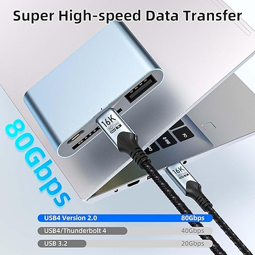 Short USB c to USB c 2 Pack 1FT/0.3M Compatible with Thunderbolt 5 Cable high Speed 80Gbps Data Transfer,16K/8K/4K Video,Type c to Type c 240W PD Fast Charging for Thunderbolt 4/3,