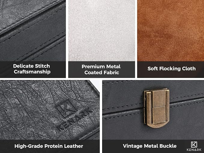 KK6 Faraday Box for Key Fobs, Signal Shielding Storage | Signal Shielding • Key Fob Storage • Premium Synthetic Leather • Home & Office Use