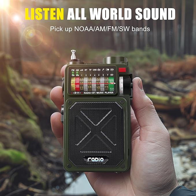 Emgykit NOAA Weather Alert Radio with S.A.M.E. + Portable Shortwave Radio | 80+ Alerts, 23 Country Codes, 4000mAh Battery, Bluetooth, Flashlight & SOS | Home Disaster Prep & Outdoor Survival Kit