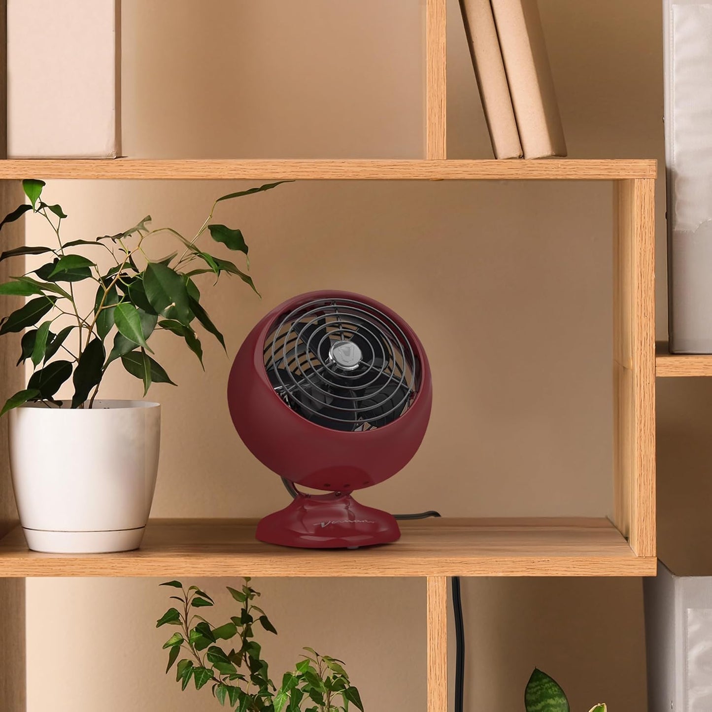 Vornado VFAN™ Mini Fan, Classic Vintage Circulator, Retro Metal Air Circulator, For Desk & Bedside, 2 Speeds, Adjustable Tilt, Personal Cooling with Targeted Airflow, Quiet Fan, Claret