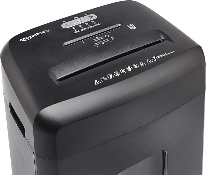 Amazon Basics 15-Sheet Cross Cut Paper Shredder for Home and Office, CD/Credit Card Shredder with 6 Gallon Wastebasket, Black