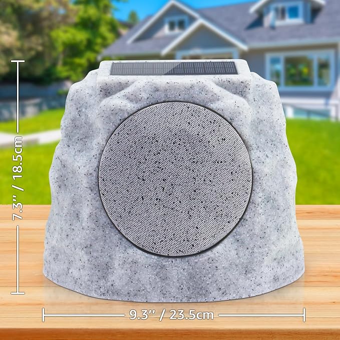 uuffoo 2-Pack Outdoor Rock Speakers Waterproof Patio with Lights Color,Multi-Sync Up to 100 Speakers&TWS Pair,Solar Powered and USB Rechargeable for Pool Party Yard Garden Outside