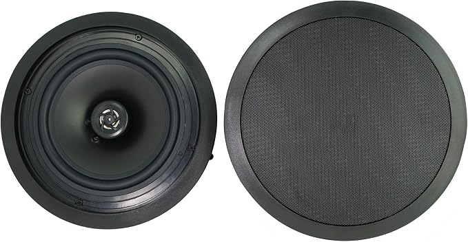 Rockville Pair CC80T Black 8" 70V Commercial Ceiling Speakers | Selectable 20w, 15w, 10w, 5w, 2.5w, 70V Taps, 50W 8-Ohm Mode, Swivel Tweeter, Paintable Flush Grilles for Restaurant