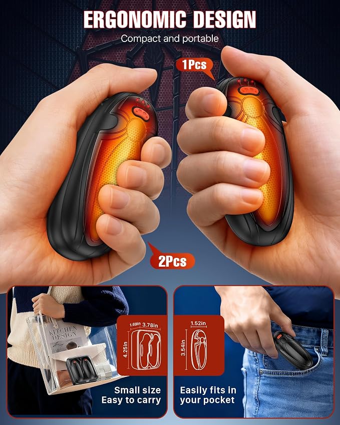 Hand Warmers Rechargerable 4 Pack - 14000mAh Electric AI Handwarmers with Charging Case, Magnetic 2 in 1 Pocket Heater, Stocking Stuffers, Gifts for Women/Christmas/Golf/Camping Accessories