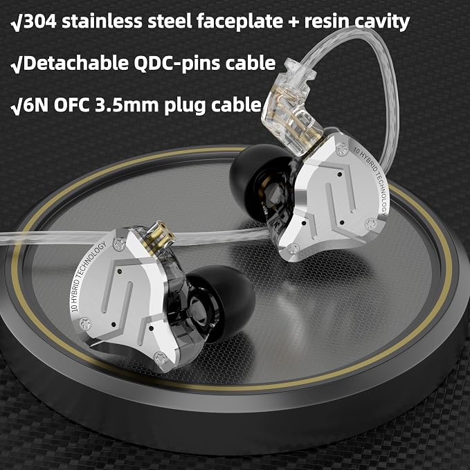 KZ ZS10 PRO in Ear Monitor Headphones, 4BA+1DD 5 Hybrid Driver Gaming Earbuds Wired Earphones, HiFi Clarity Sound Immersive Bass IEMs for Gaming Musicians Singers Audiophiles (Blue with Microphone)