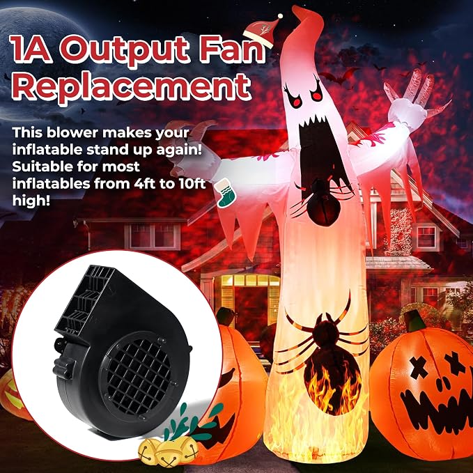 Replacement 1A Blower for Easter Inflatables, 1.25A Adapter for Christmas Yard Inflatable Blow Up Outdoor Holiday Yard Inflatables Decorations Replacement Fan Blower, Adapter, 5 LEDs Bulbs Set