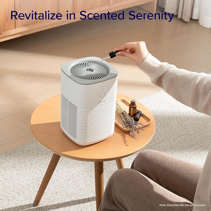 LEVOIT Air Purifiers for Bedroom Home, AHAM VERIFIDE, Freshens Small Room with Aroma Pad, For Smoke, Pollen, Pet Dander, Odor, Dust, Office, Desktop, 1 Pack, White